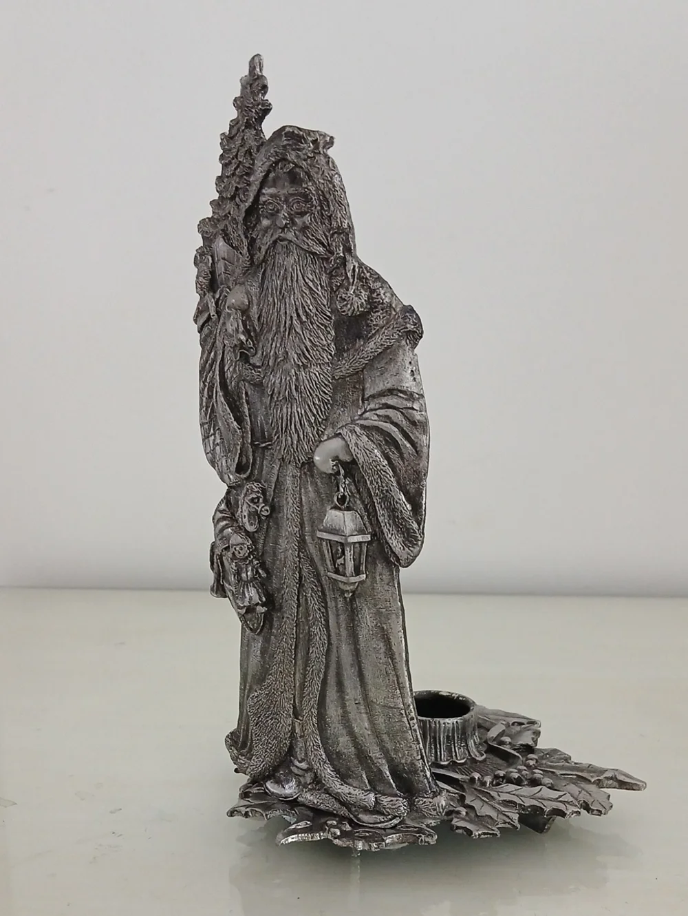 Metzke Pewter OLD WORLD SANTA Father Christmas Taper Candle Holder 8